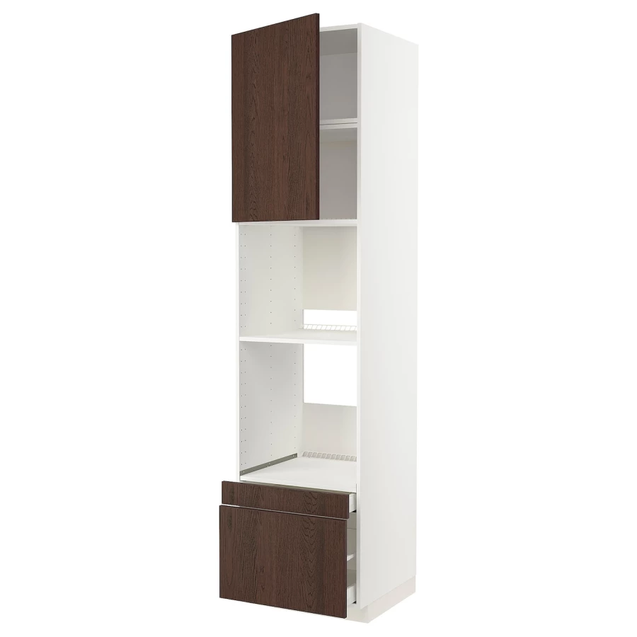 Высокий шкаф - IKEA METOD/MAXIMERA/МЕТОД/МАКСИМЕРА ИКЕА, 240х60х60 см, белый/коричневый (изображение №1)