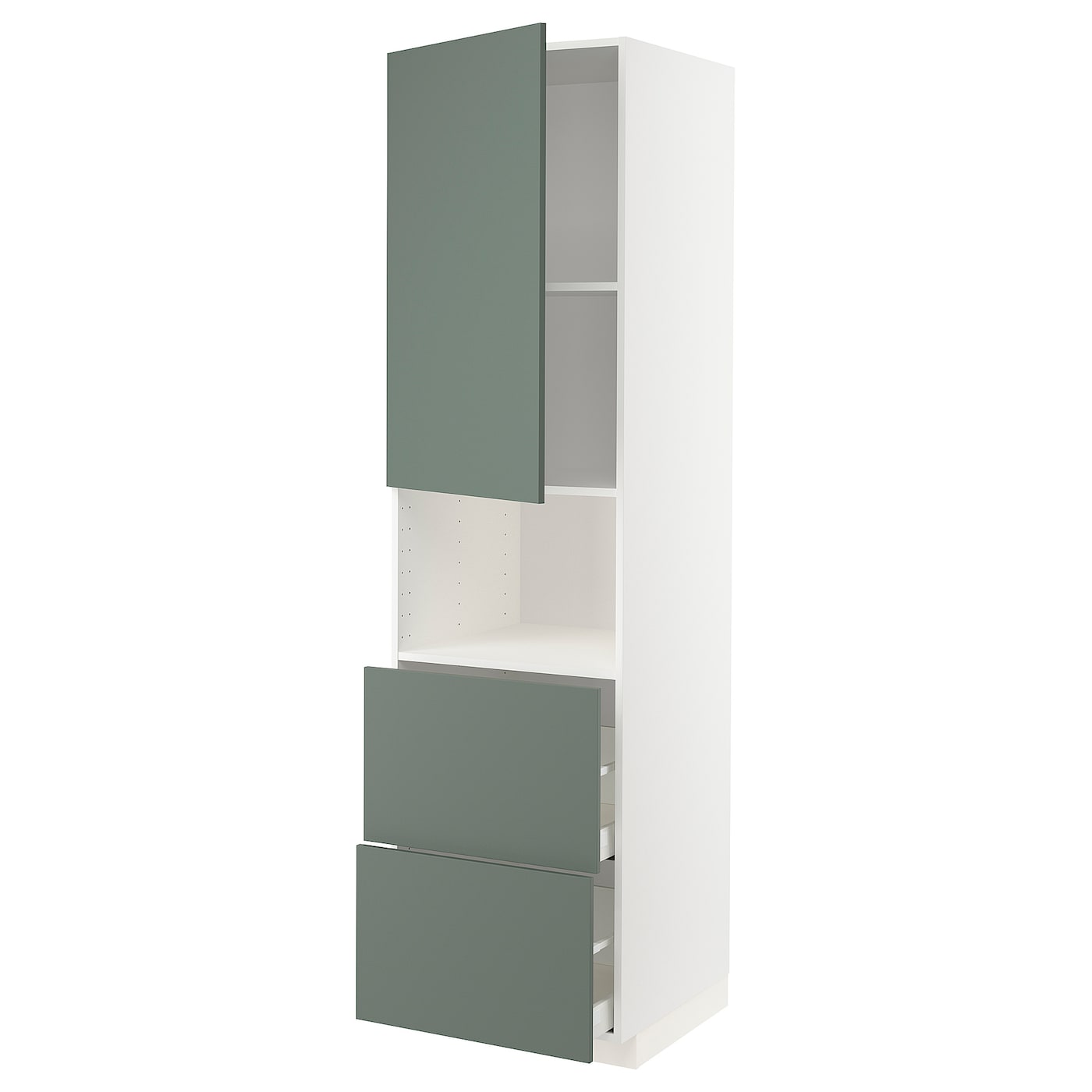 Высокий шкаф с ящиками - IKEA METOD/MAXIMERA/МЕТОД/МАКСИМЕРА ИКЕА, 220х60х60 см, белый/темно-зеленый
