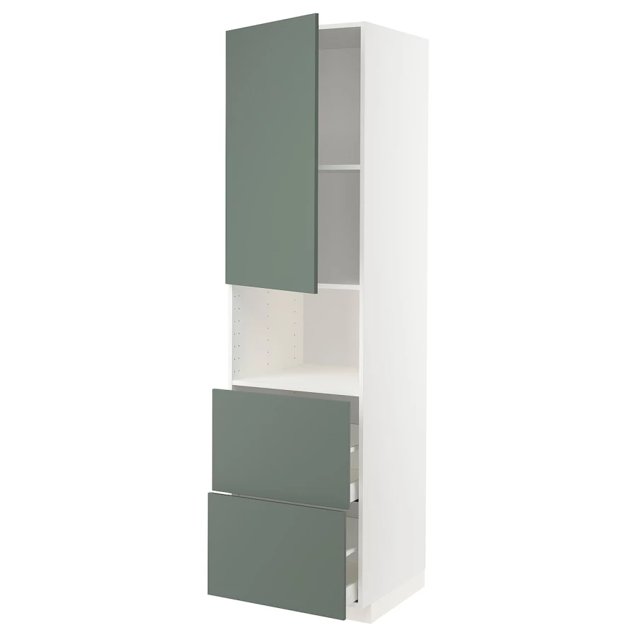 Высокий шкаф с ящиками - IKEA METOD/MAXIMERA/МЕТОД/МАКСИМЕРА ИКЕА, 220х60х60 см, белый/темно-зеленый (изображение №1)