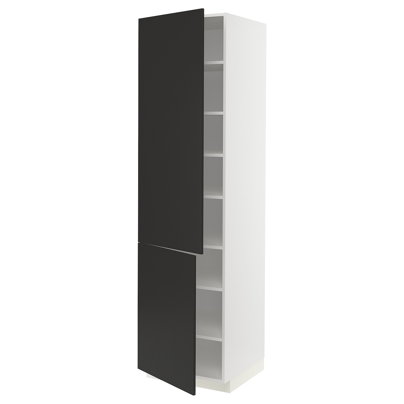 Высокий кухонный шкаф - IKEA METOD/МЕТОД ИКЕА, 220х60х60 см, белый/черный