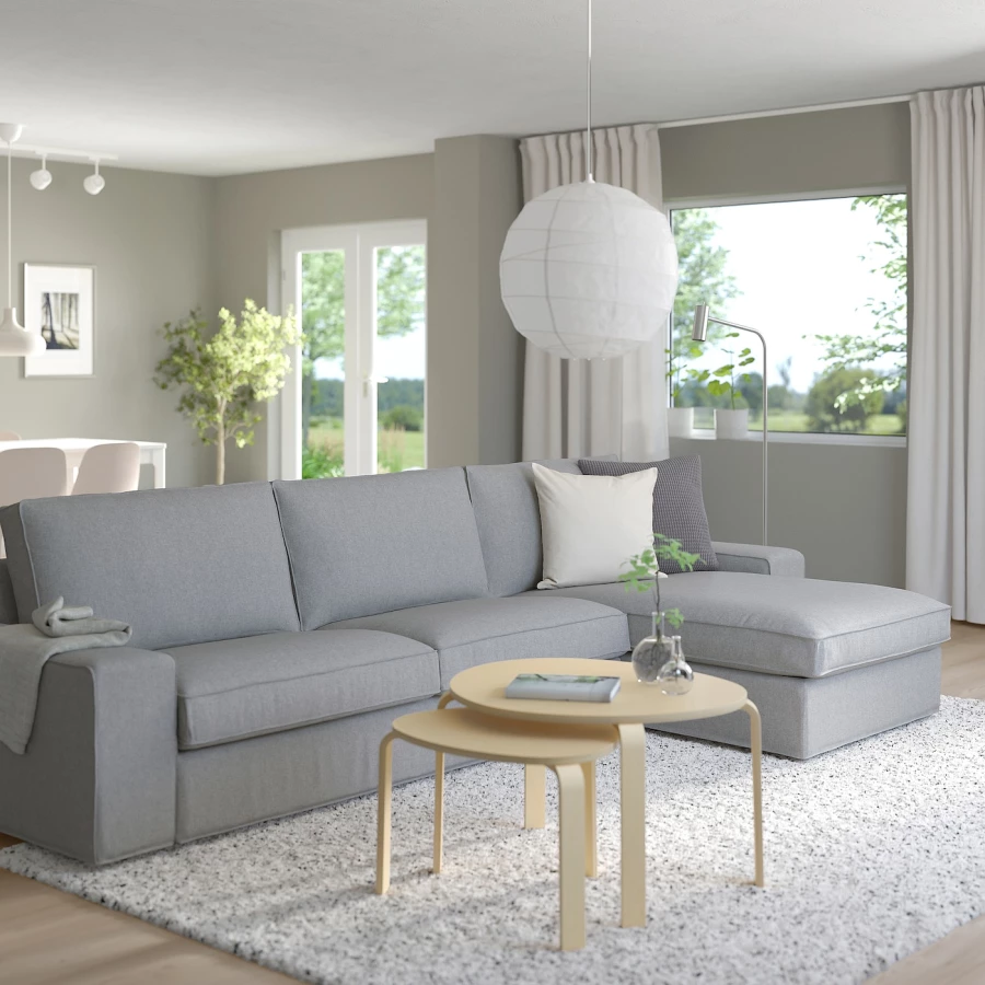 3-местный диван и шезлонг - IKEA KIVIK, 83x95/163x318см, серый/светло-серый, КИВИК ИКЕА (изображение №2)