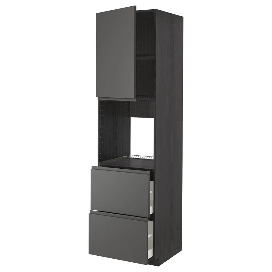 Высокий шкаф с ящиками - IKEA METOD/MAXIMERA/МЕТОД/МАКСИМЕРА ИКЕА, 220х60х60 см, черный (изображение №1)