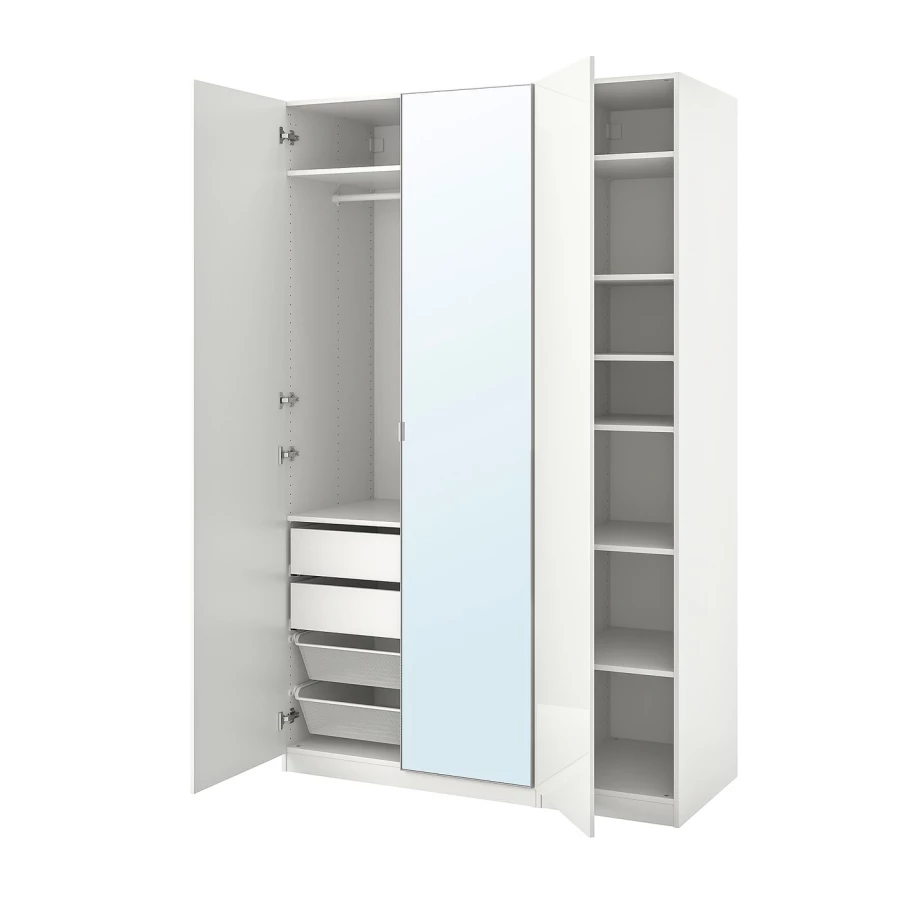 Шкаф с зеркалом - IKEA PAX/FARDAL/ÅHEIM/AHEIM/ПАКС/ФАРДАЛЬ/ОХЕЙМ ИКЕА, 60х150х236,4 см, белый (изображение №1)