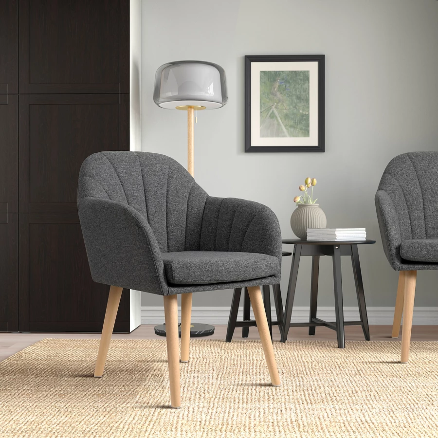 Кресло - IKEA BÄSTDAL/BASTADAL, 60х66х80 см, темно-серый, БОСТДАЛ ИКЕА (изображение №2)
