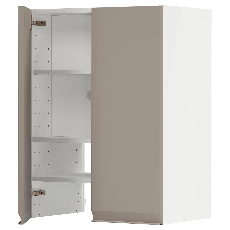 Навесной шкаф с полкой - METOD IKEA/ МЕТОД ИКЕА, 60х80 см, белый/коричневый (изображение №1)