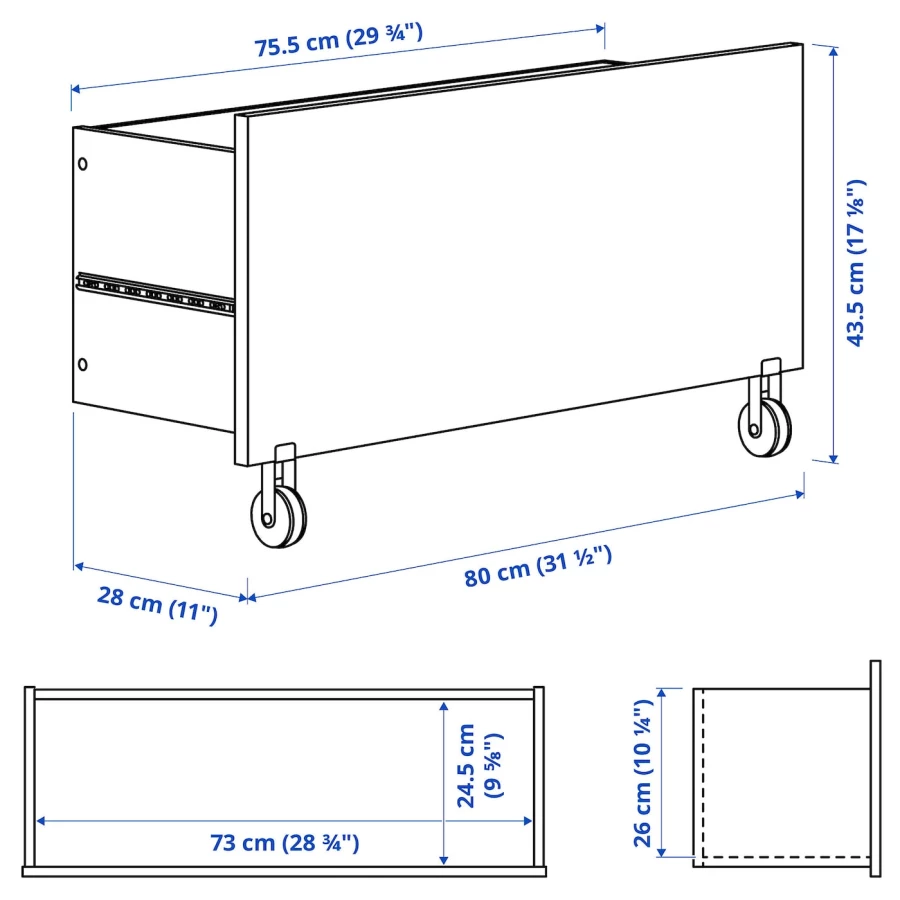 Ящик книжного шкафа - IKEA BILLY/БИЛЛИ ИКЕА, 43х28х80 см, белый (изображение №7)