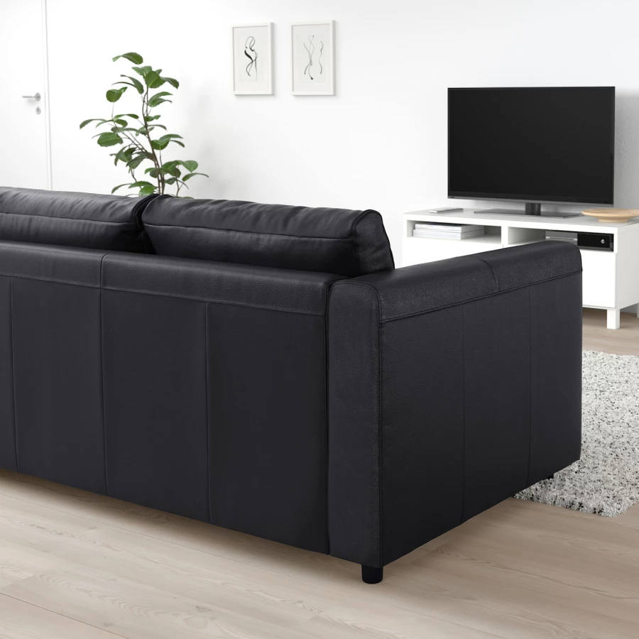 3-местный диван - IKEA VIMLE, 241х98х80 см, черный, кожа, ВИМЛЕ ИКЕА (изображение №3)