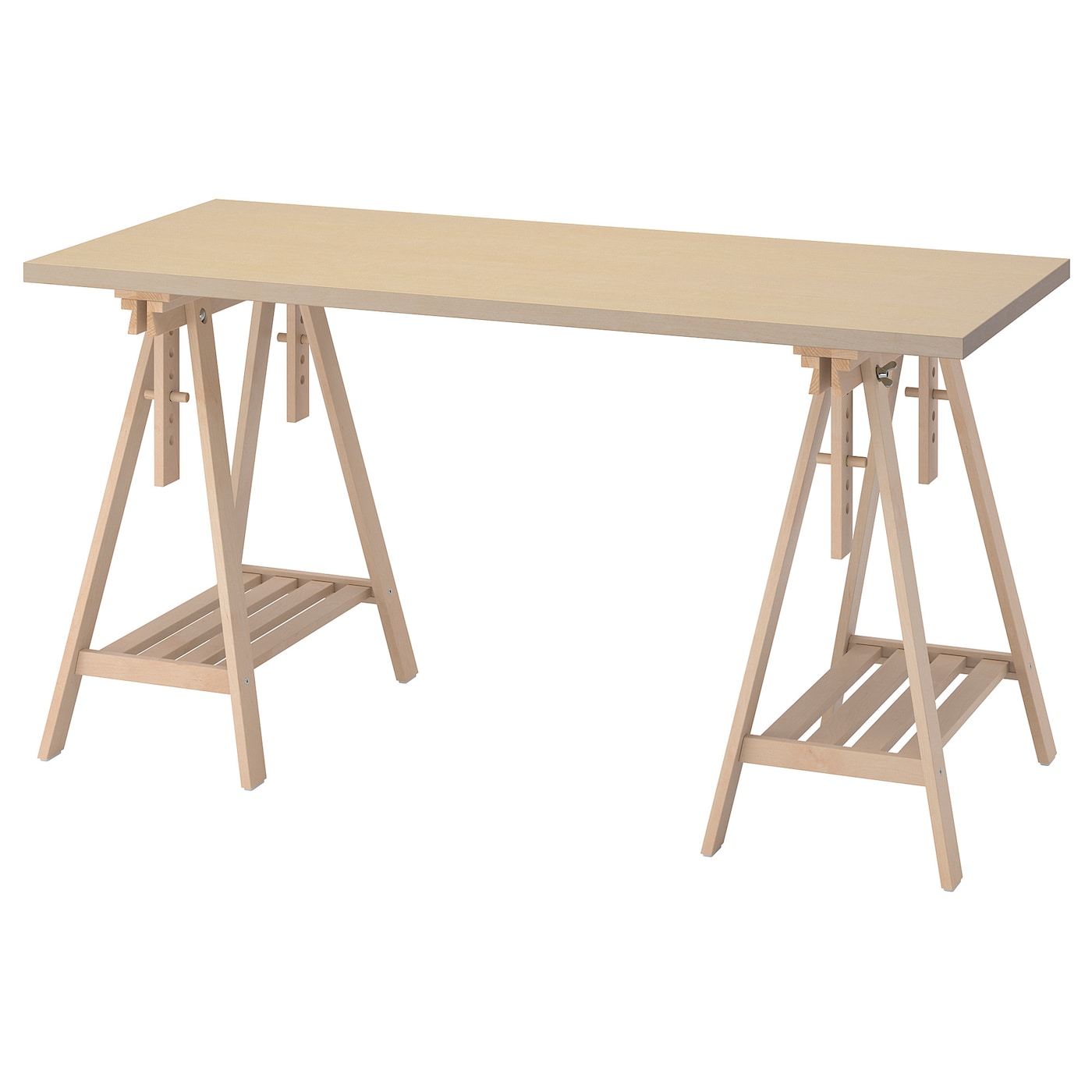 Рабочий стол - IKEA MÅLSKYTT/MALSKYTT/MITTBACK, 140х60 см, береза, МОЛСКЮТТ/МИТТБАКК ИКЕА