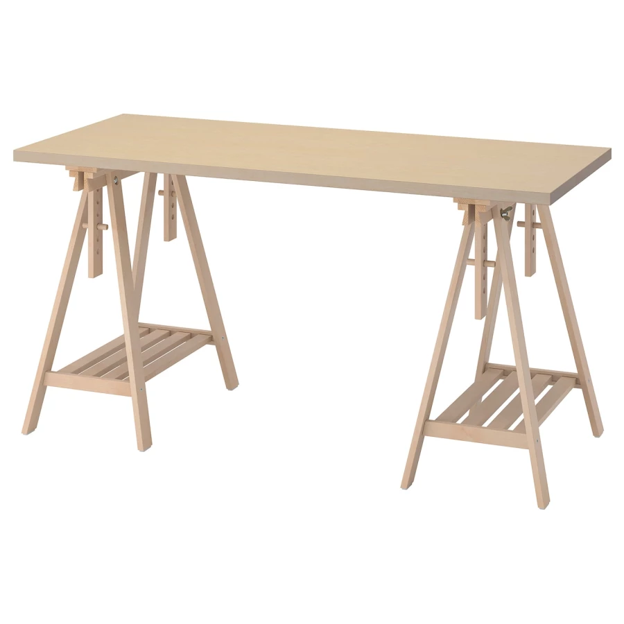Рабочий стол - IKEA MÅLSKYTT/MALSKYTT/MITTBACK, 140х60 см, береза, МОЛСКЮТТ/МИТТБАКК ИКЕА (изображение №1)