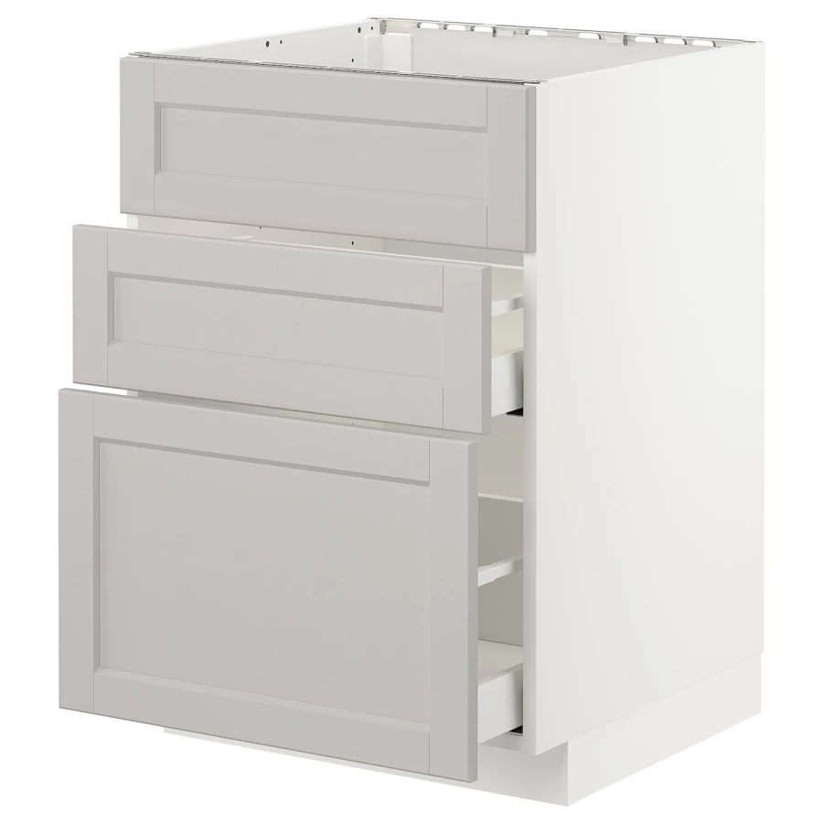 Напольный кухонный шкаф  - IKEA METOD MAXIMERA, 88x62x60см, белый/светло-серый, МЕТОД МАКСИМЕРА ИКЕА (изображение №1)