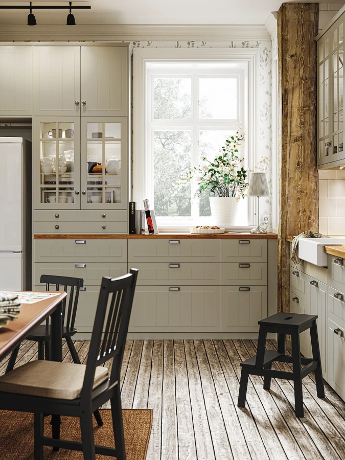 Напольный кухонный шкаф - IKEA METOD/МЕТОД ИКЕА, 140х60х60 см, белый/бежевый (изображение №3)