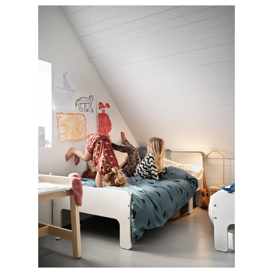 Кровать одноярусная - IKEA SLÄKT/LURÖY/ SLАKT/LURОY/СЛЭКТ/ЛУРОЙ ИКЕА  , 80x200 см, белый (изображение №8)