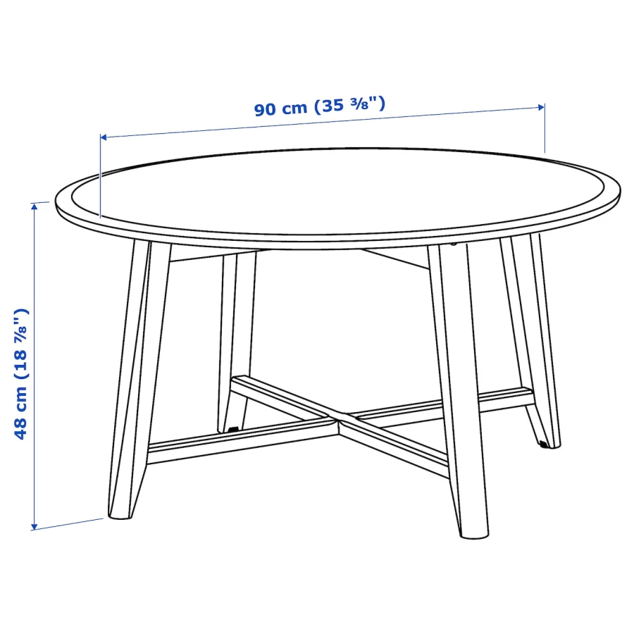 Журнальный стол - IKEA KRAGSTA/ИКЕА КРАГСТА, 90х48 см, белый (изображение №4)