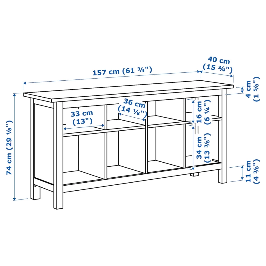 Консольный стол - IKEA HEMNES/ХЕМНЭС ИКЕА, 40x74x157 см, белый (изображение №6)