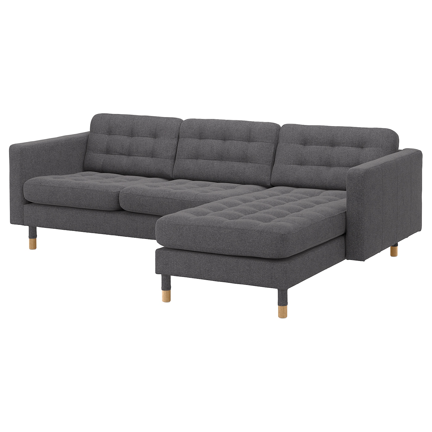 3-местный диван с шезлонгом - IKEA LANDSKRONA, 89x240см, темно-серый, ЛАНДСКРУНА ИКЕА