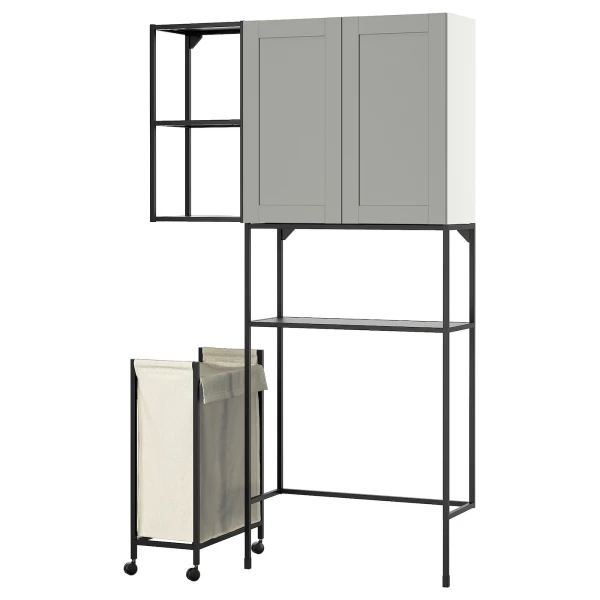 Комбинация для ванной - IKEA ENHET, 120х32х204 см, серый/антрацит, ЭНХЕТ ИКЕА