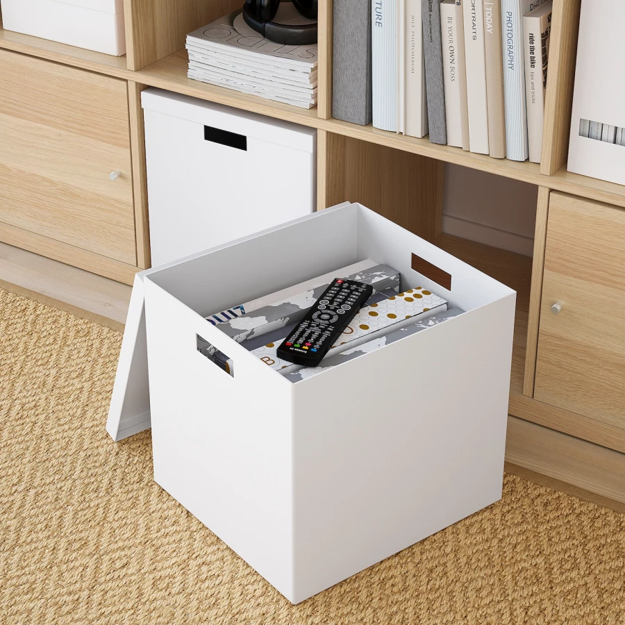 Коробка с крышкой - TJENA IKEA/ ТЬЕНА ИКЕА, 35х32х32 см,  белый (изображение №3)