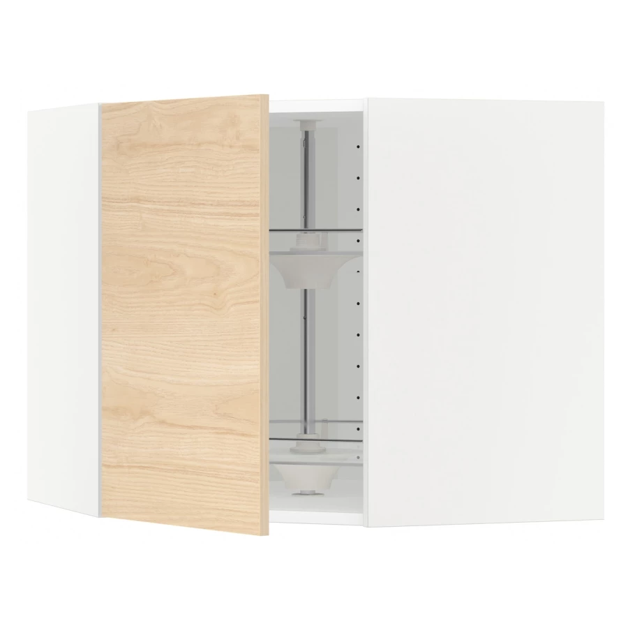 Угловой навесной шкаф с каруселью - METOD  IKEA/  МЕТОД ИКЕА, 60х68 см, белый/под беленый дуб (изображение №1)