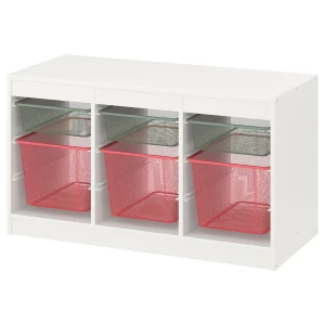 Стеллаж - IKEA TROFAST, 99х44х56 см, белый/темно-серый/серо-зеленый, ТРУФАСТ ИКЕА