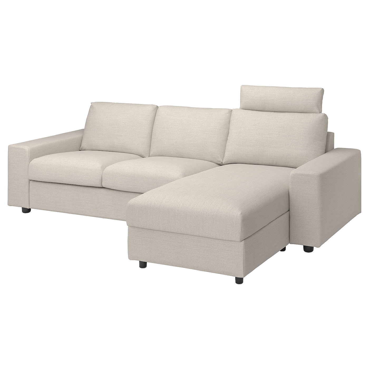 3-местный диван с шезлонгом - IKEA VIMLE, 98x266см, бежевый, ВИМЛЕ ИКЕА
