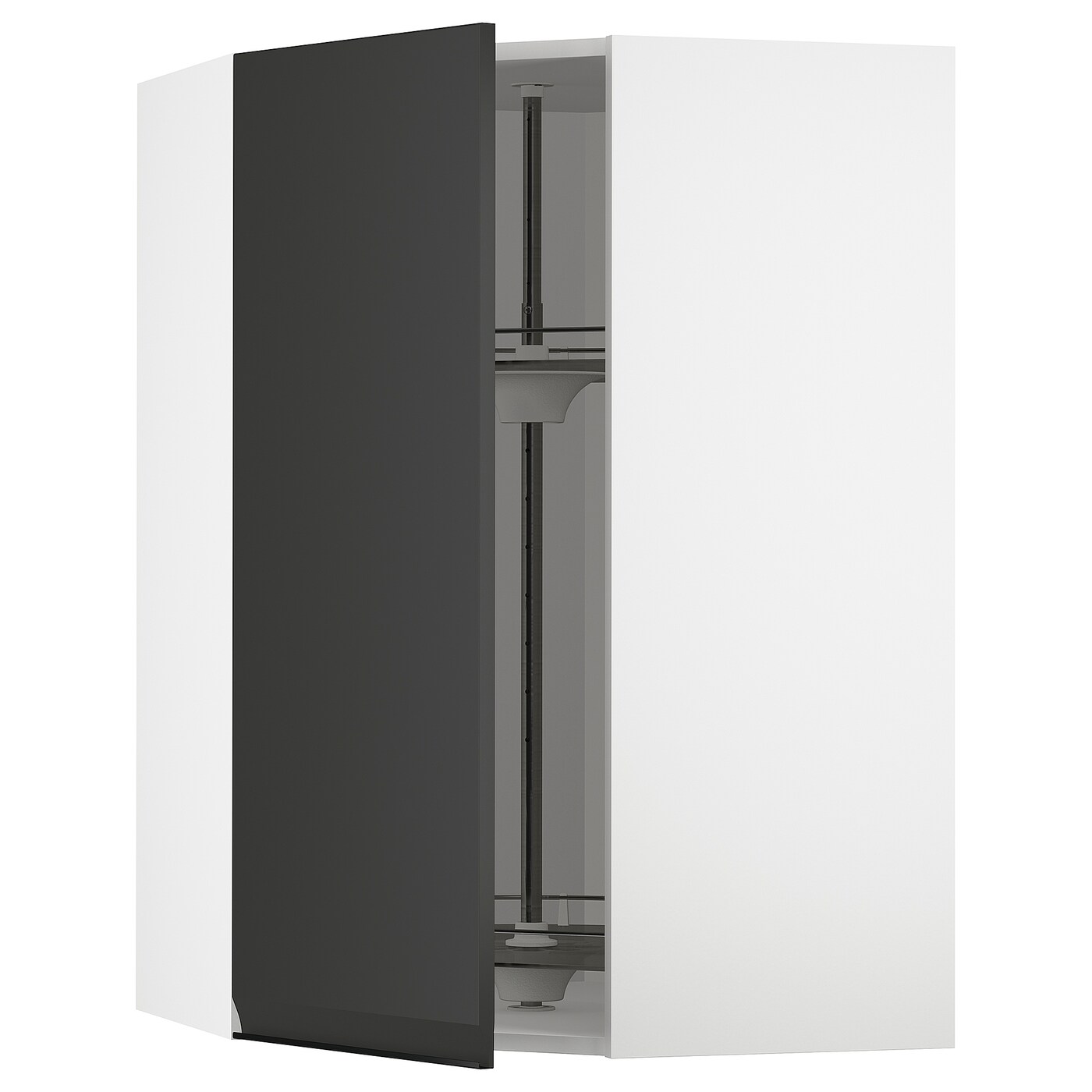 Угловой навесной шкаф с каруселью - METOD  IKEA/  МЕТОД ИКЕА, 100х68  см, белый/черный