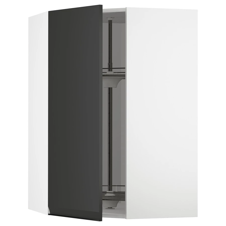 Угловой навесной шкаф с каруселью - METOD  IKEA/  МЕТОД ИКЕА, 100х68  см, белый/черный (изображение №1)