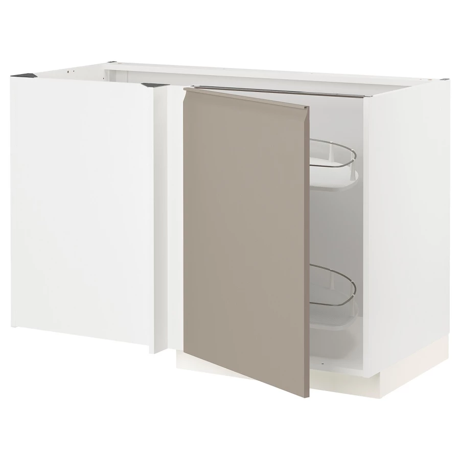 Напольный шкаф - IKEA METOD, 88x67,5x127,5см, белый/темно-бежевый, МЕТОД ИКЕА (изображение №1)