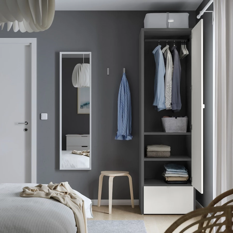 Платяной шкаф - VISTHUS IKEA/ ВИСТХУС ИКЕА, 63x59x216, белый/серый (изображение №3)