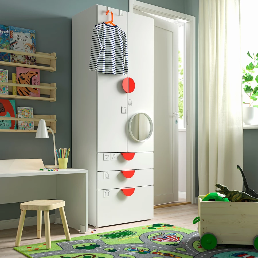 Шкаф детский - IKEA SMÅSTAD/SMASTAD, 60x42x181 см, белый, СМОСТАД ИКЕА (изображение №2)
