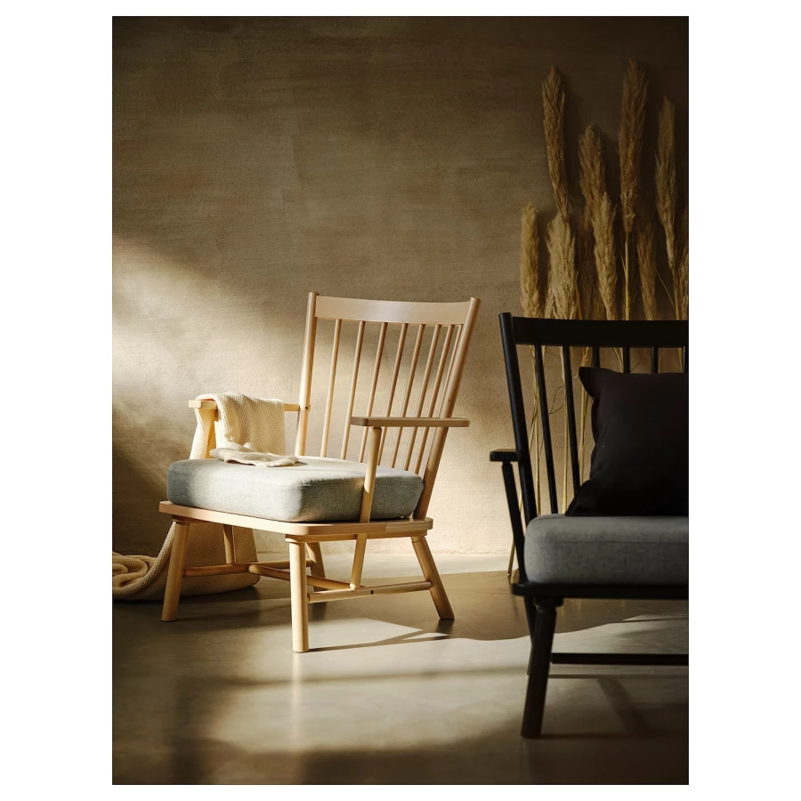 Кресло - IKEA PERSBOL, 69х70х84 см, бежевый/серый, ПЕРСБОЛ ИКЕА (изображение №4)