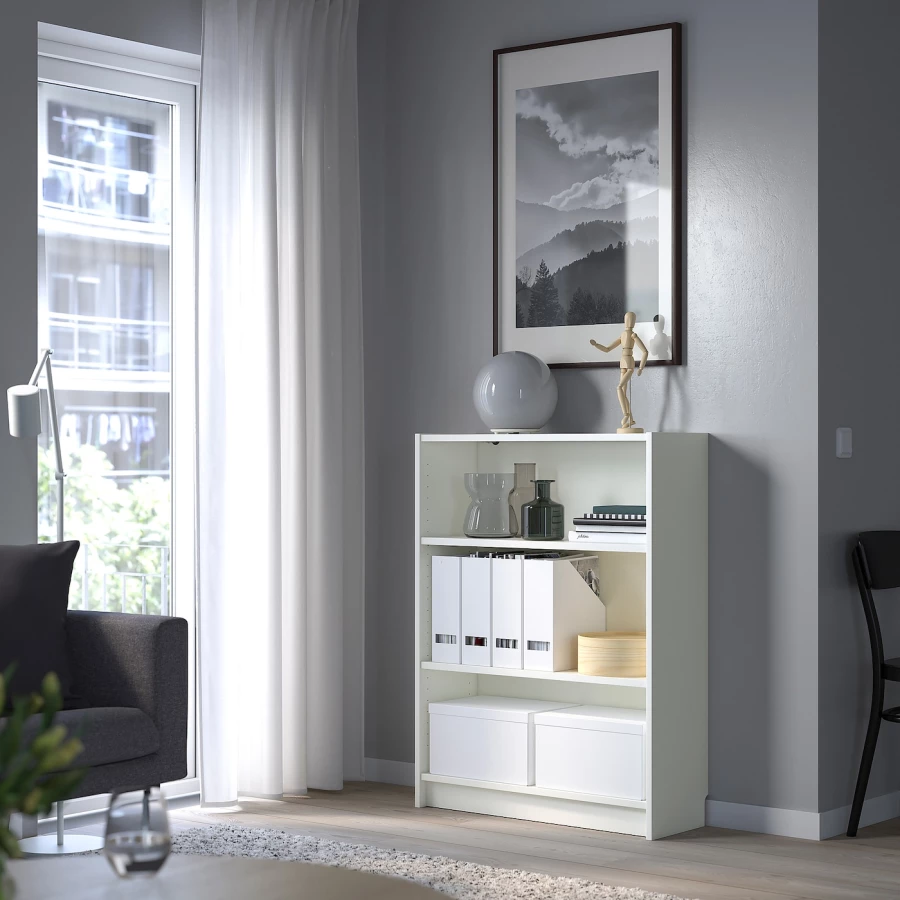 Открытый книжный шкаф - BILLY IKEA/БИЛЛИ ИКЕА, 28х80х106 см, белый (изображение №2)