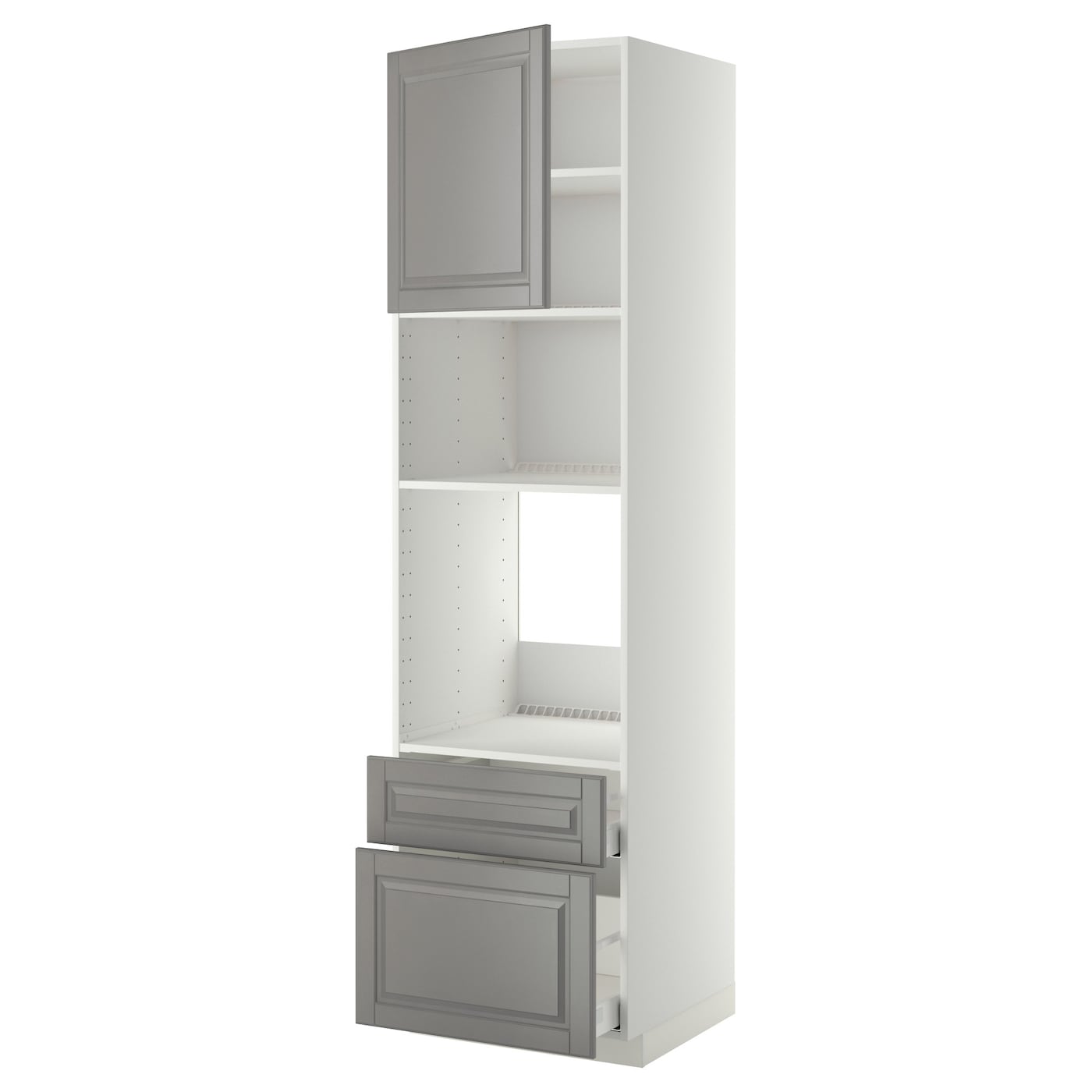 Высокий шкаф с ящиками - IKEA METOD/MAXIMERA/МЕТОД/МАКСИМЕРА ИКЕА, 220х60х60 см, белый/серый