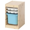 Шкаф с ящиком IKEA TROFAST/ТРУФАСТ ИКЕА, 34х44х52 см, под беленый дуб/белый/голубой