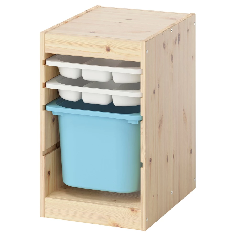Шкаф с ящиком IKEA TROFAST/ТРУФАСТ ИКЕА, 34х44х52 см, под беленый дуб/белый/голубой (изображение №1)