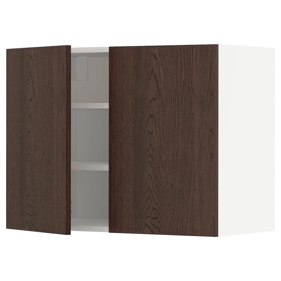 Навесной шкаф с полкой - METOD IKEA/ МЕТОД ИКЕА, 60х80 см, белый/коричневый (изображение №1)