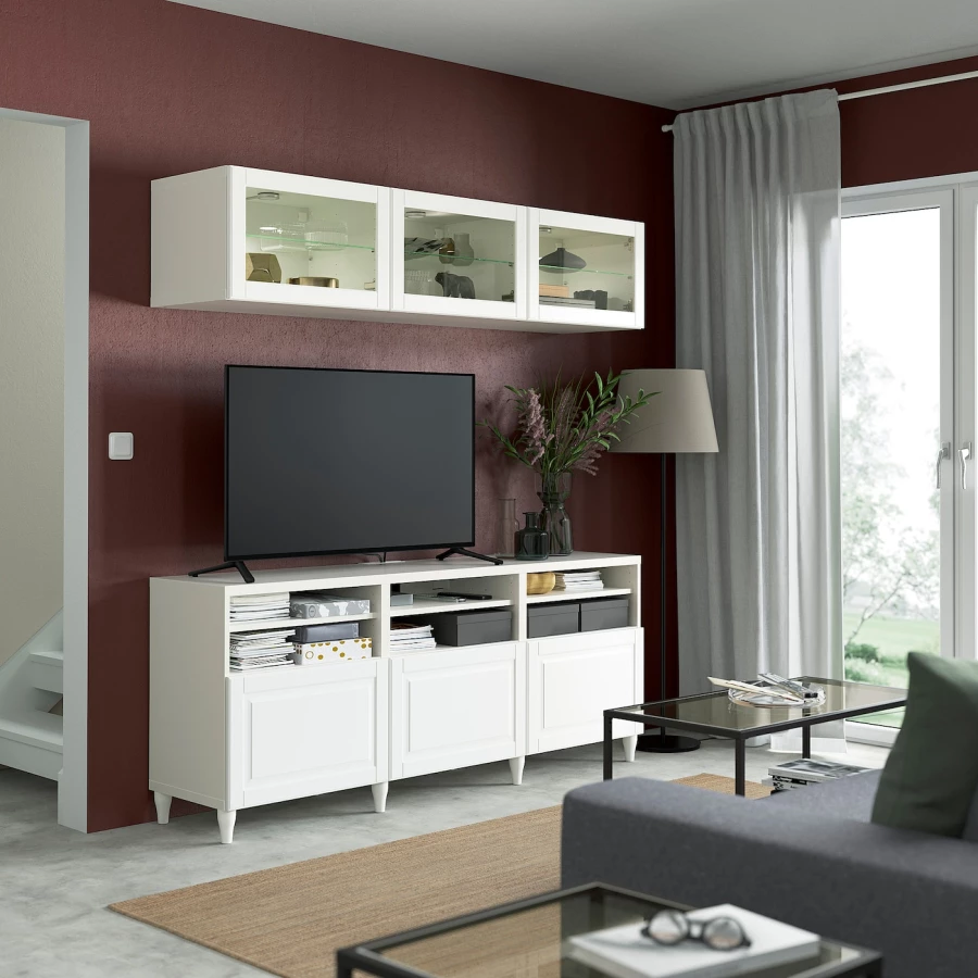 Шкаф для ТВ - IKEA BESTÅ/BESTA, 180x42x192 см, белый, Бесто ИКЕА (изображение №3)