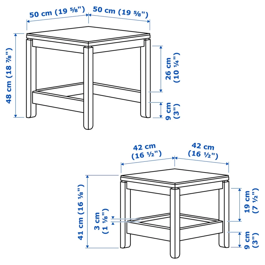 Столы - IKEA HAVSTA/ХАВСТА ИКЕА, 48х50х50/41х42х42 см, чёрный (изображение №8)
