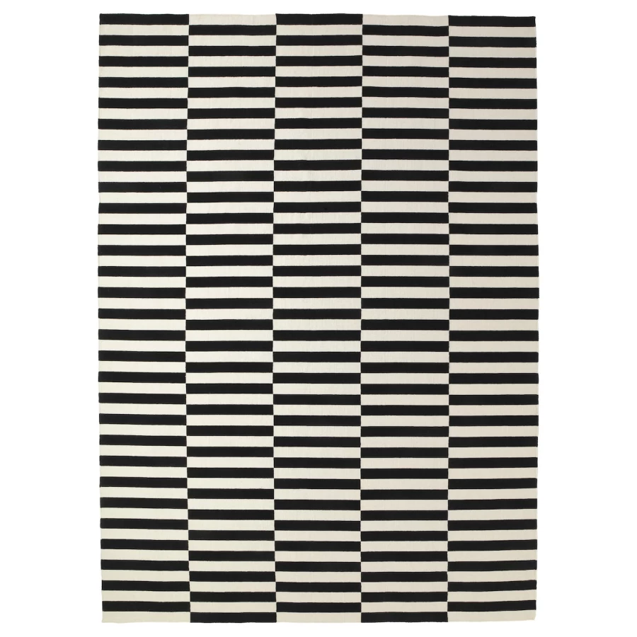 Плоский тканый ковер - IKEA STOCKHOLM/СТОКГОЛЬМ ИКЕА, 350х250 см, черно-белый (изображение №1)