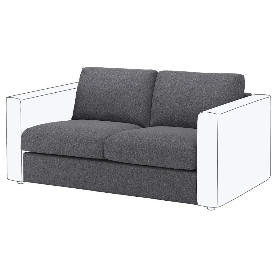Чехол для 2-местной секции дивана - IKEA VIMLE/ВИМЛЕ ИКЕА , серый (изображение №1)