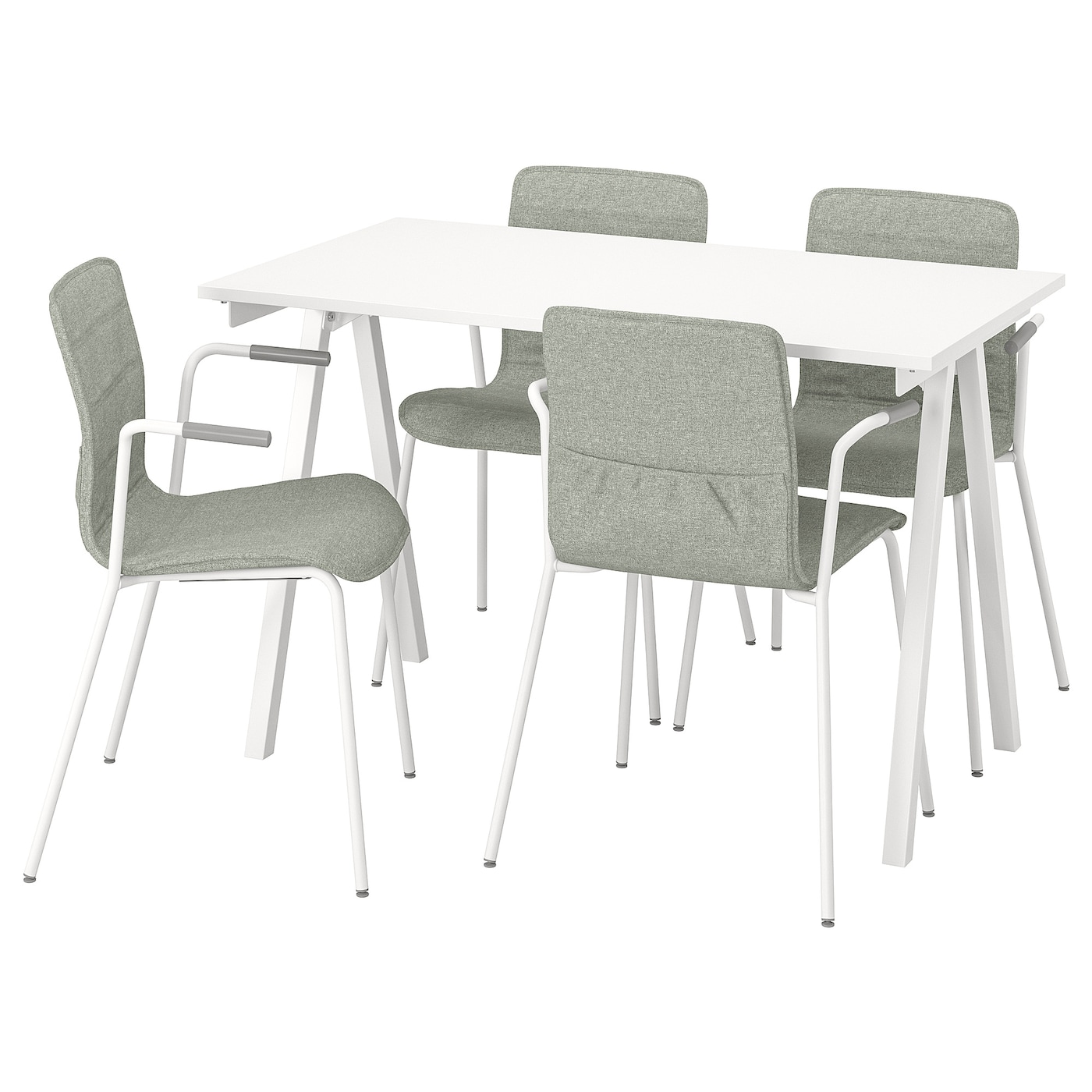 Комбинация: стол, 4 стула - IKEA TROTTEN/LÄKTARE/LAKTARE, 120х70 см, белый/светло-зеленый, ТРОТТЕН/ЛЭКТАРЕ ИКЕА