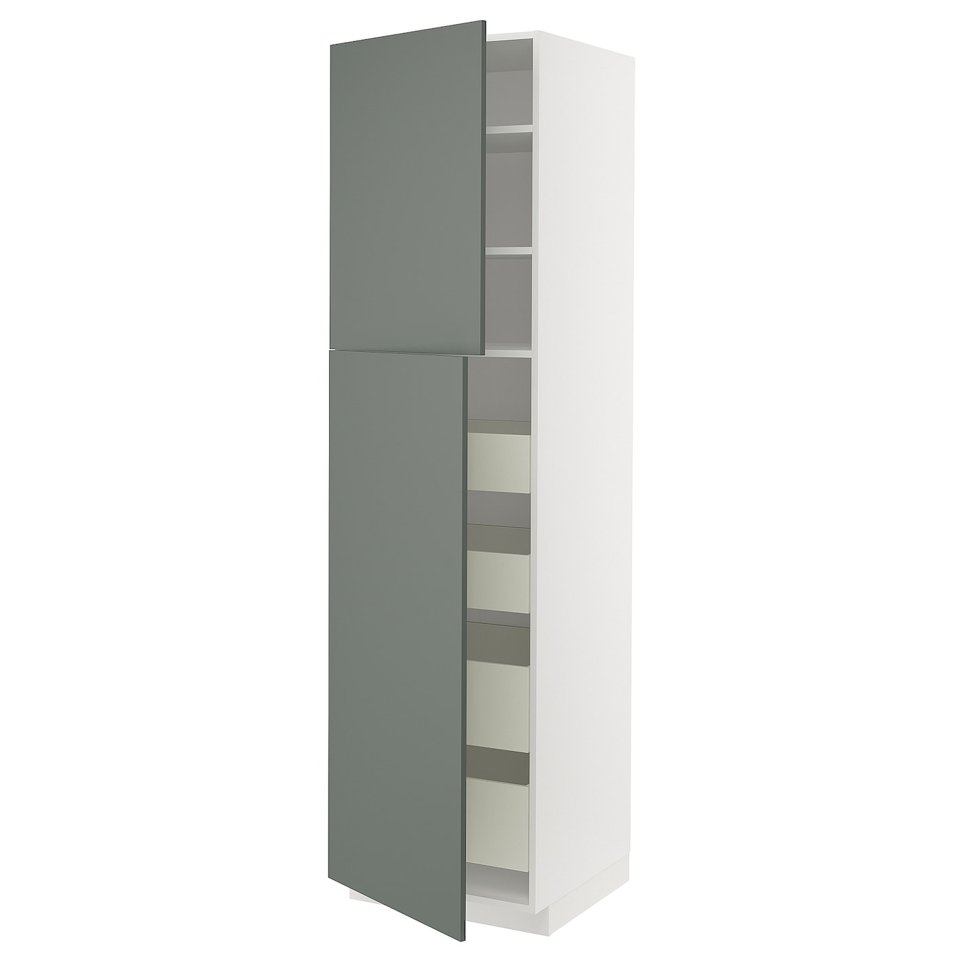 Высокий шкаф - IKEA METOD/MAXIMERA/МЕТОД/МАКСИМЕРА ИКЕА, 60х60х220 см, серый/белый