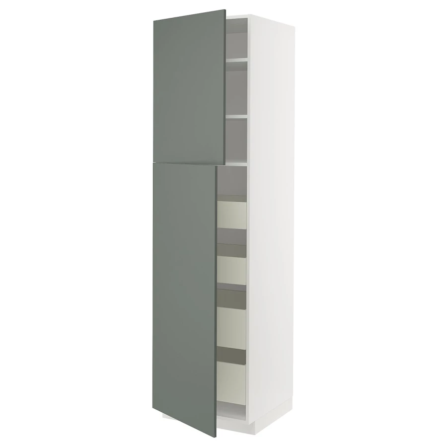 Высокий шкаф - IKEA METOD/MAXIMERA/МЕТОД/МАКСИМЕРА ИКЕА, 60х60х220 см, серый/белый (изображение №1)