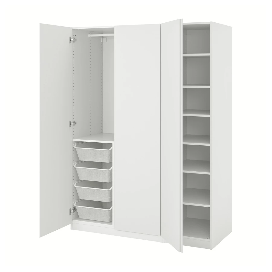 Гардероб - IKEA PAX/VIKANES / ПАКС/ВИКАНЕСИКЕА, 150x60x201 см ,белый (изображение №1)