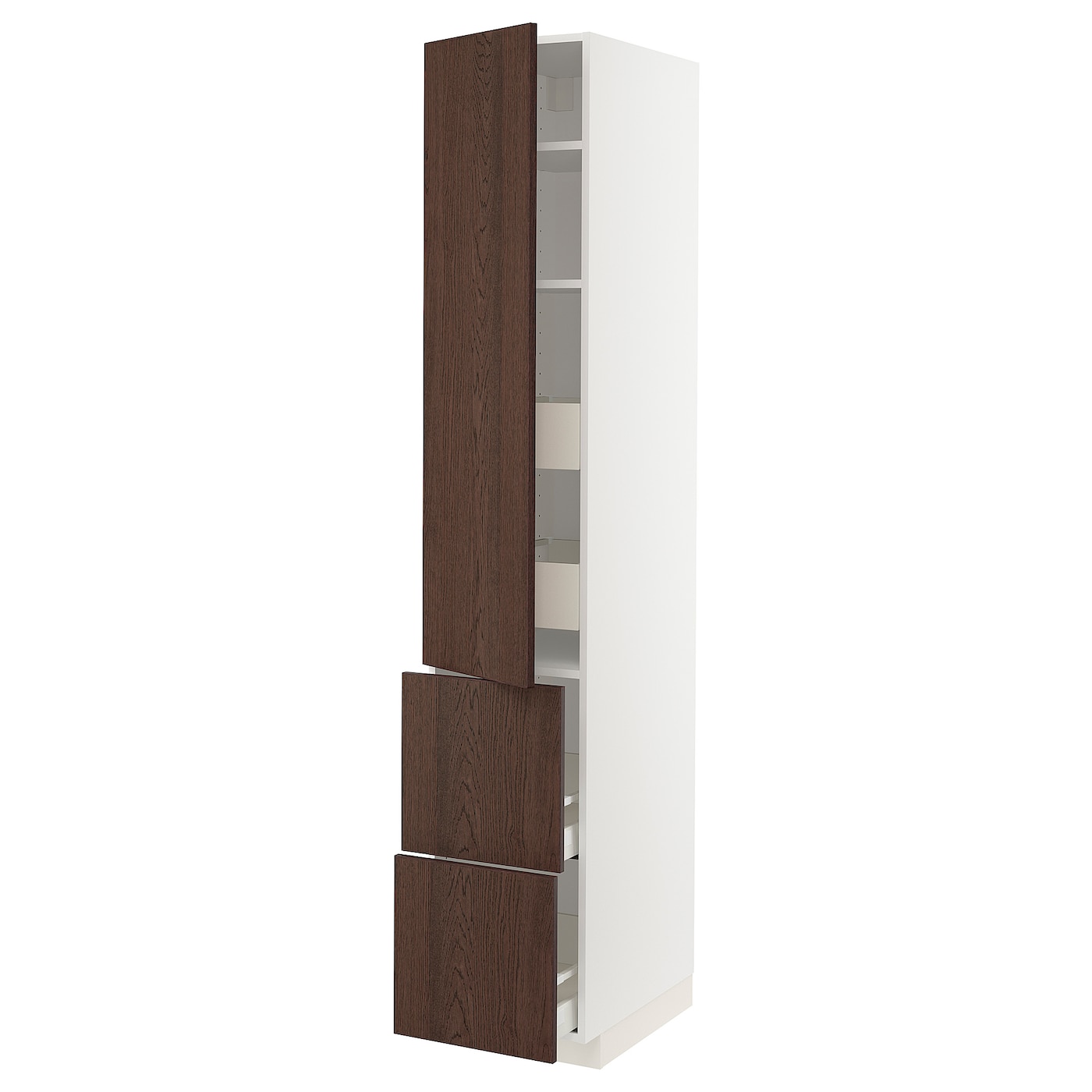 Высокий шкаф - IKEA METOD/MAXIMERA/МЕТОД/МАКСИМЕРА ИКЕА, 220х60х40  см, белый/коричневый