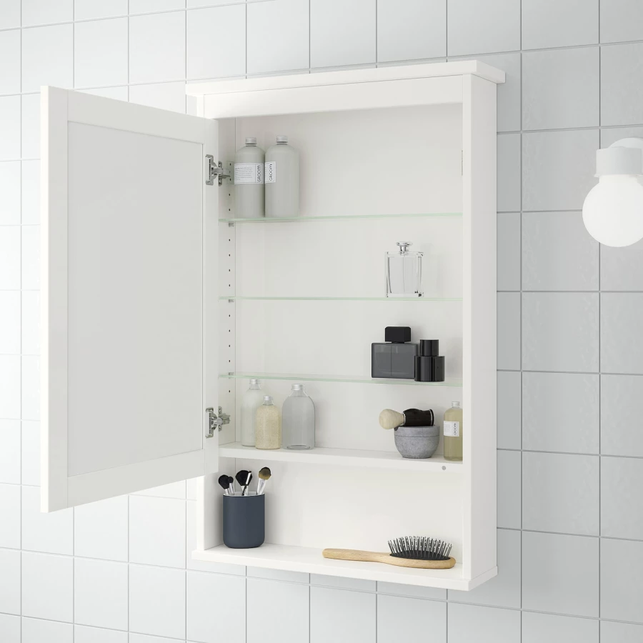 Шкафчик с зеркалом - HEMNES IKEA/ ХЕММНЕС ИКЕА,  63х98 см, белый (изображение №2)