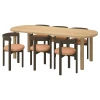 Стол и 6 стульев IKEA STOCKHOLM 2025/СТОКГОЛЬМ 2025 ИКЕА, 230х90 см, светло-коричневый/темно-коричневый