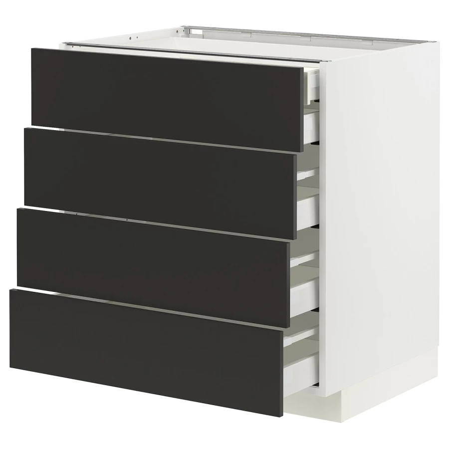 Напольный шкаф  - IKEA METOD MAXIMERA, 88x61,6x80см, белый/черный, МЕТОД МАКСИМЕРА ИКЕА (изображение №1)