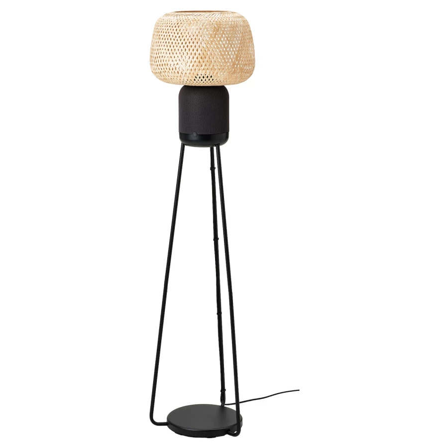 Колонка Wi-Fi с напольной подставкой - IKEA SYMFONISK, 136х37х37 см, бамбук/черный, СИМФОНИСК ИКЕА (изображение №1)