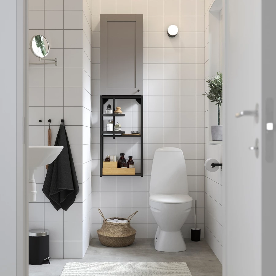 Комбинация для ванной - IKEA ENHET, 40х17х150 см, серый/антрацит, ЭНХЕТ ИКЕА (изображение №3)
