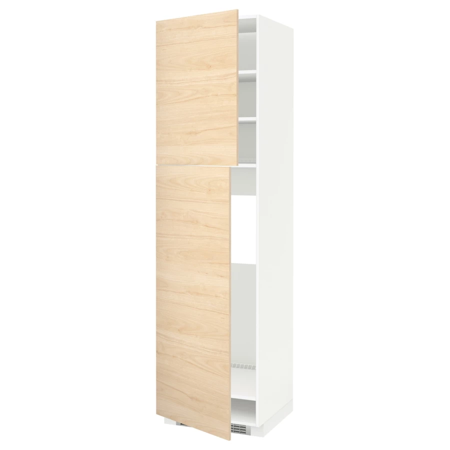 Высокий кухонный шкаф - IKEA METOD/МЕТОД ИКЕА, 220х60х60 см, белый/под беленый дуб (изображение №1)